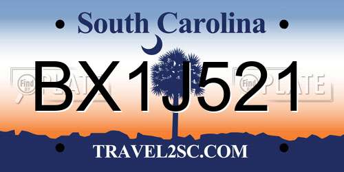 BX1J521 South Carolina License Plate