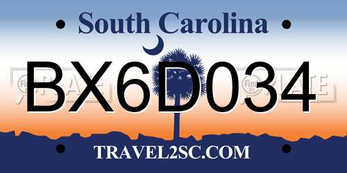 BX6D034 South Carolina License Plate