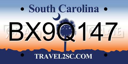 BX9Q147 South Carolina License Plate