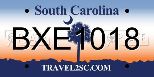 BXE1018 South Carolina License Plate