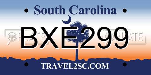 BXE299 South Carolina License Plate