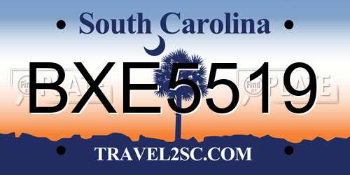 BXE5519 South Carolina License Plate