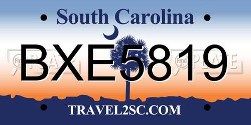 BXE5819 South Carolina License Plate