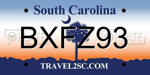 BXFZ93 South Carolina License Plate