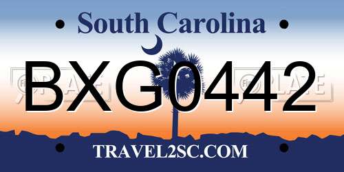 BXG0442 South Carolina License Plate