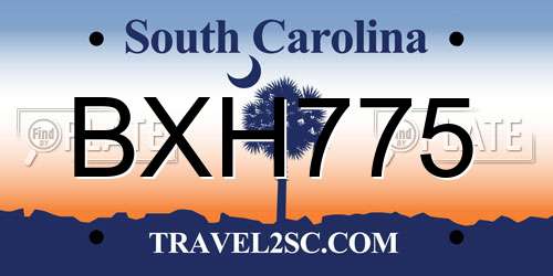 BXH775 South Carolina License Plate
