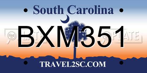 BXM351 South Carolina License Plate