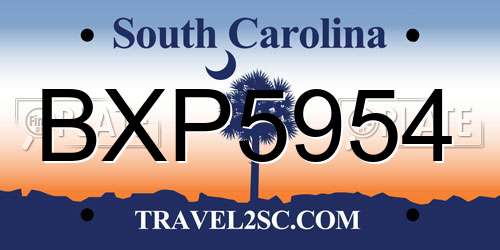 BXP5954 South Carolina License Plate