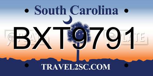 BXT9791 South Carolina License Plate