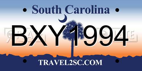 BXY1994 South Carolina License Plate