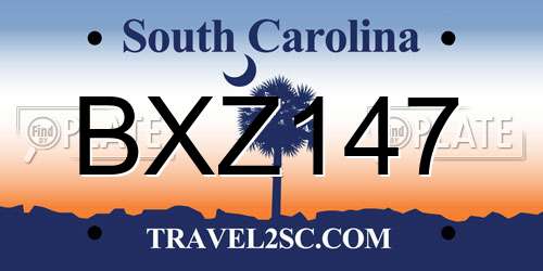 BXZ147 South Carolina License Plate