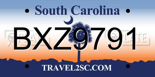 BXZ9791 South Carolina License Plate