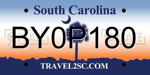 BY0P180 South Carolina License Plate