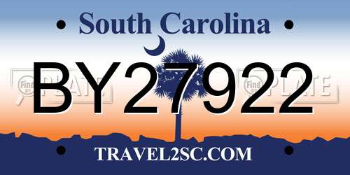 BY27922 South Carolina License Plate