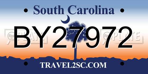 BY27972 South Carolina License Plate
