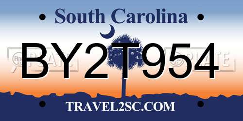 BY2T954 South Carolina License Plate