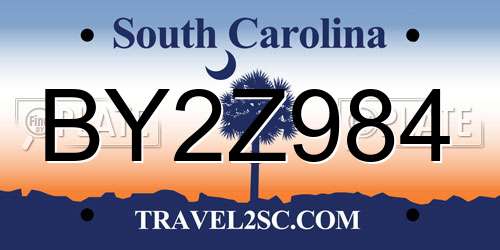 BY2Z984 South Carolina License Plate
