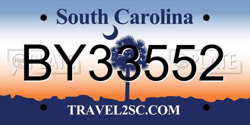 BY33552 South Carolina License Plate