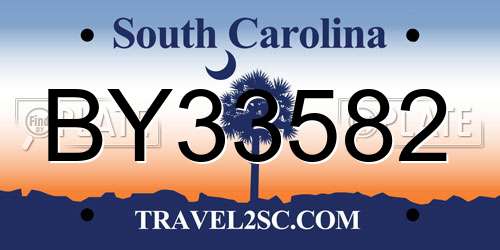 BY33582 South Carolina License Plate