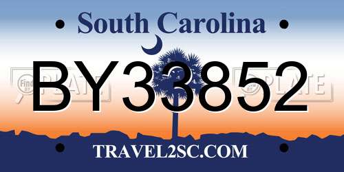 BY33852 South Carolina License Plate