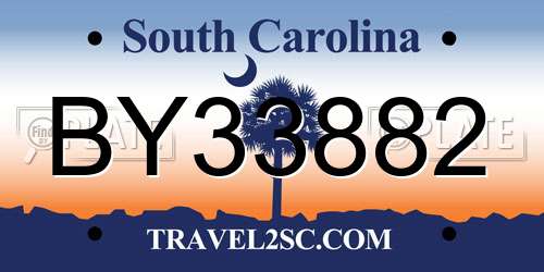 BY33882 South Carolina License Plate