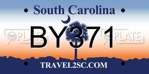 BY371 South Carolina License Plate