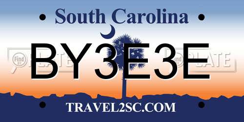 BY3E3E South Carolina License Plate