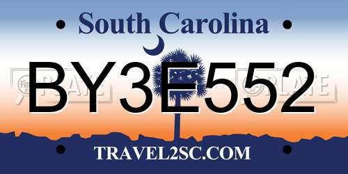 BY3E552 South Carolina License Plate