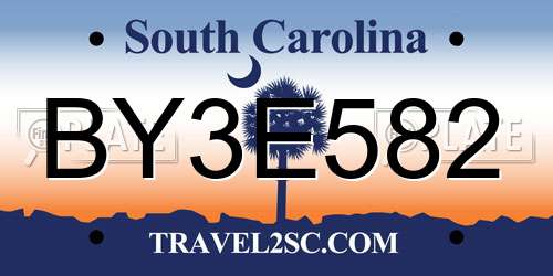 BY3E582 South Carolina License Plate