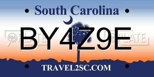 BY4Z9E South Carolina License Plate
