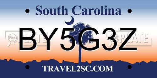 BY5G3Z South Carolina License Plate