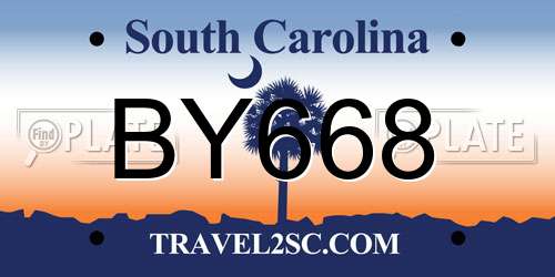 BY668 South Carolina License Plate