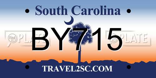 BY715 South Carolina License Plate