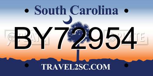 BY72954 South Carolina License Plate