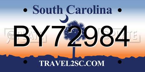BY72984 South Carolina License Plate