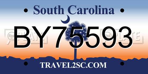 BY75593 South Carolina License Plate