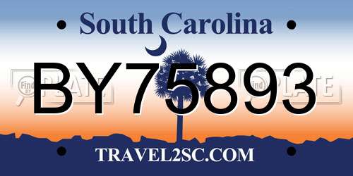 BY75893 South Carolina License Plate