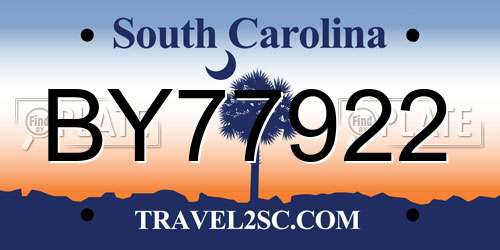 BY77922 South Carolina License Plate