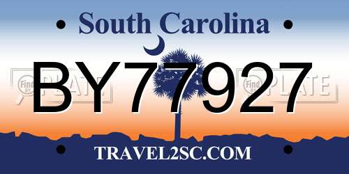 BY77927 South Carolina License Plate