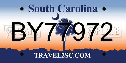 BY77972 South Carolina License Plate