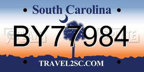 BY77984 South Carolina License Plate