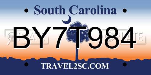 BY7T984 South Carolina License Plate
