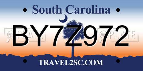 BY7Z972 South Carolina License Plate