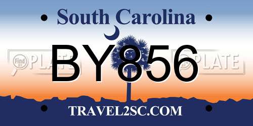 BY856 South Carolina License Plate
