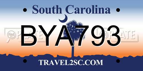 BYA793 South Carolina License Plate