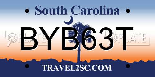 BYB63T South Carolina License Plate