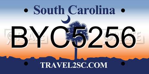 BYC5256 South Carolina License Plate
