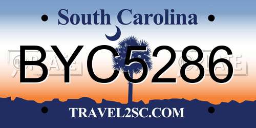 BYC5286 South Carolina License Plate