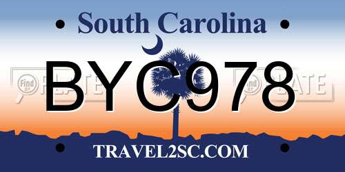 BYC978 South Carolina License Plate