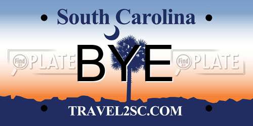 BYE South Carolina License Plate